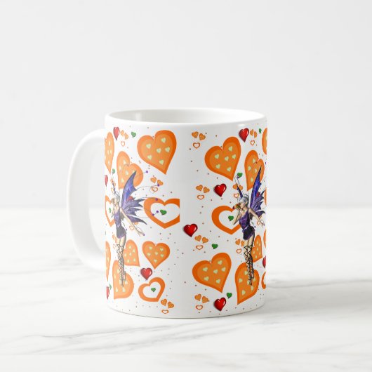 Fairy Orange Hearts Tasse (Vorderseite Links)