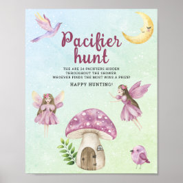 Fairy pacifier hunt baby shower game poster