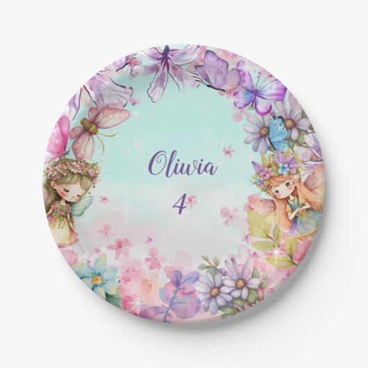Fairy Party Garden Fairy Birthday Pappteller (Vorderseite)