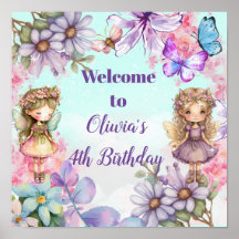 Fairy Party Garden Fairy Birthday Welcome Poster