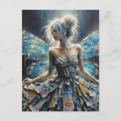 Fairy Patchwork Dress Blue Wings Postkarte (Vorderseite)