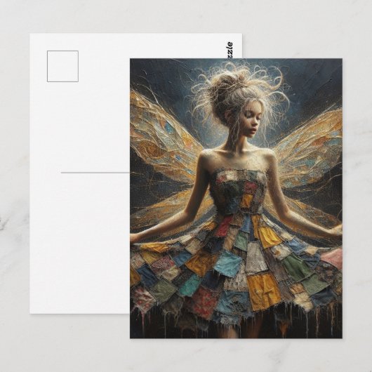Fairy Patchwork Dress Postkarte (Vorne/Hinten)