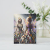 Fairy Patchwork Dress und eine Goldkrone Postkarte (Stehend Vorderseite)