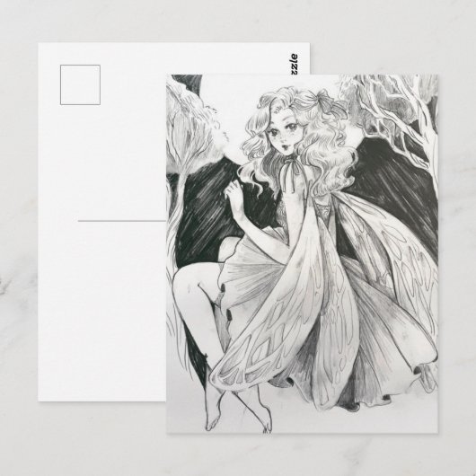 Fairy Pencil Postcard Postkarte (Vorne/Hinten)