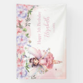 Fairy pink forest Happy Birthday backdrop banner (Vertikal)