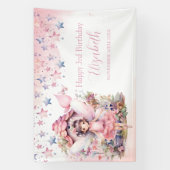 Fairy pink forest Happy Birthday  backdrop banner (Vertikal)