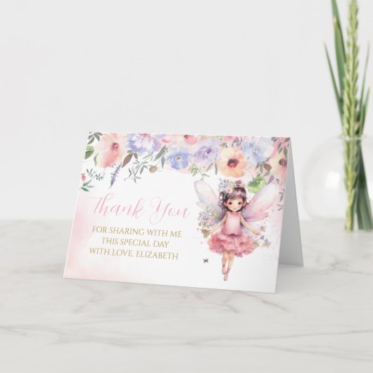 Fairy pink forest Thank You Card Dankeskarte (Vorderseite)