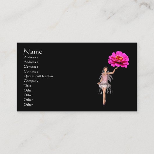 Fairy Pink Zinnia Blume Fantasy Business Card Visitenkarte (Vorderseite)