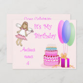 Fairy Pink zum Geburtstag Einladung (Vorne/Hinten)