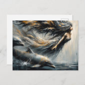 Fairy Playing mit Delphinen Postkarte (Vorne/Hinten)