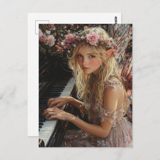 Fairy Playing Piano Postkarte (Vorne/Hinten)