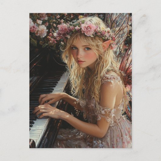 Fairy Playing Piano Postkarte (Vorderseite)