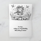 Fairy Playing Viola auf Mushroom Magical Birthday Karte (Innenseite)