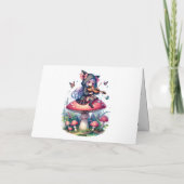 Fairy Playing Viola auf Mushroom Magical Birthday Karte (Rückseite)