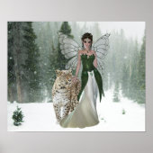 Fairy Princes & Leopard Winter Scene Forest Poster (Vorne)