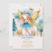 Fairy Princess 1st Birthday ONE Pink Fairycore Einladung (Vorderseite)