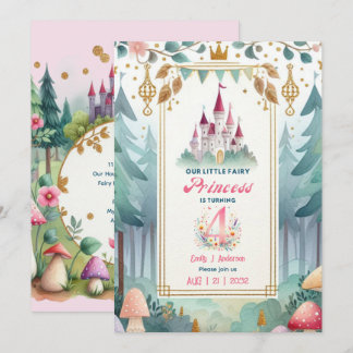 Fairy Princess 4. Geburtstagsmesse Mairytale Fairy Einladung