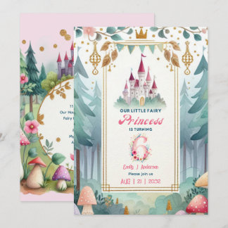 Fairy Princess 6. Geburtstagsmesse Mairytale Fairy Einladung