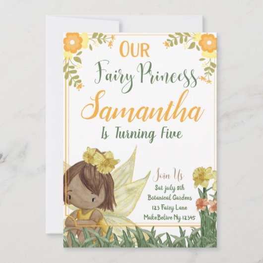 Fairy Princess Birthday Einladungskarte (Vorderseite)
