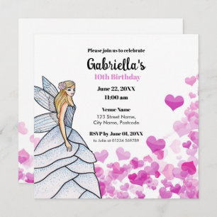 Fairy Princess Bride Dress Fashion Pink Hearts Inv