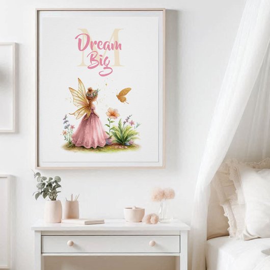 Fairy Princess Butterfly Monogram Inspiration Poster