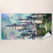 Fairy Princess Castle Mauve Pink Green Strandtuch (Vorderseite)
