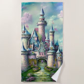 Fairy Princess Castle Mauve Pink Green Strandtuch (Vorderseite)