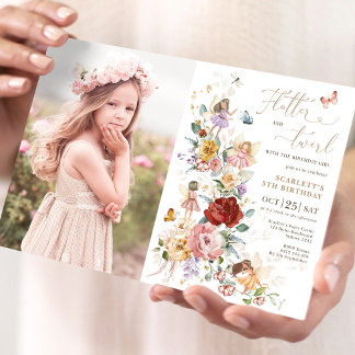 Fairy Princess Flower Garden Girls Birthday Foto Einladung
