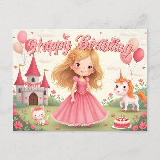 Fairy Princess Geburtstag in einem rosa Traum Feiertagspostkarte