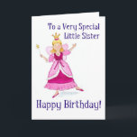 Fairy Princess Geburtstagkarte für eine kleine Sch Karte<br><div class="desc">Eine hübsche Geburtstagskarte für eine kleine Schwester mit einer in Rosa gekleideten,  märchenhaften Prinzessin aus einem Aquarellbild von Judy Adamson. Es stehen auch passende Einladungen,  T - Shirt und Geschenke zur Verfügung.</div>