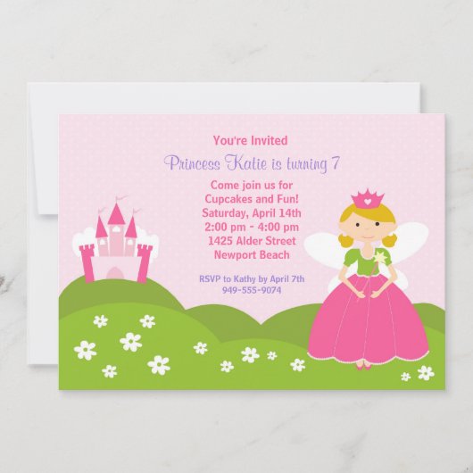 Fairy Princess Geburtstagspartei Einladung (Vorderseite)