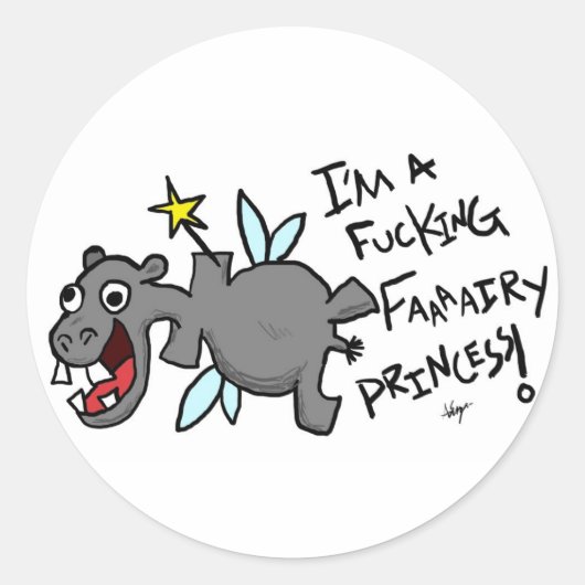 Fairy Princess Hippo Stickers (Vorderseite)