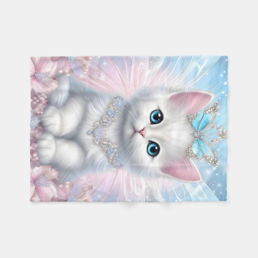 Fairy Princess Kitten Fleecedecke (Vorderseite (Horizontal))