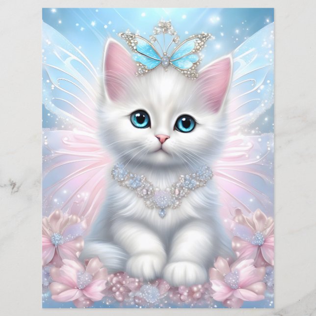 Fairy Princess Kitten Scrapbook Paper (Vorderseite)