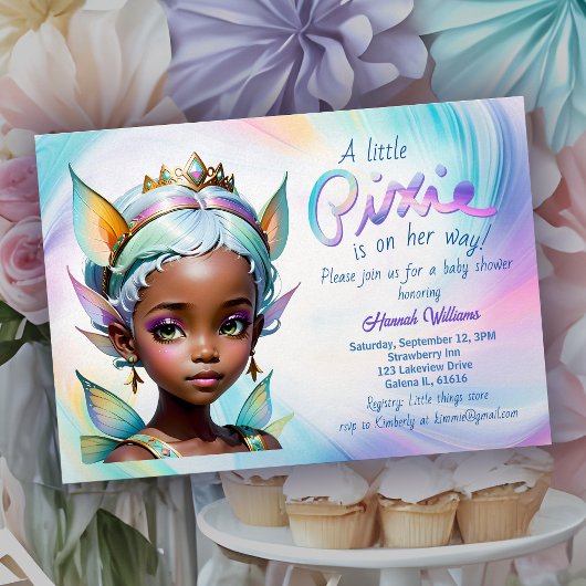 Fairy Princess Magical Pixie African Baby Dusche Einladung