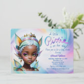 Fairy Princess Magical Pixie African Baby Dusche Einladung (Stehend Vorderseite)