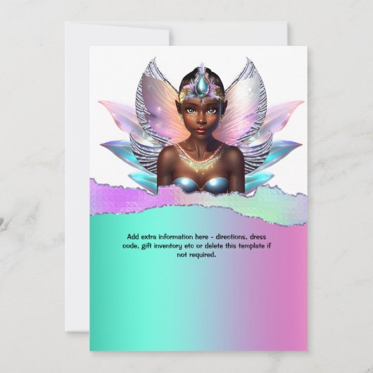 Fairy Princess Melanin | zauberhafte Flügel Einladung (Rückseite)