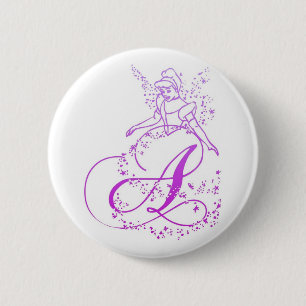 Fairy Princess Monogram - A-Button Button