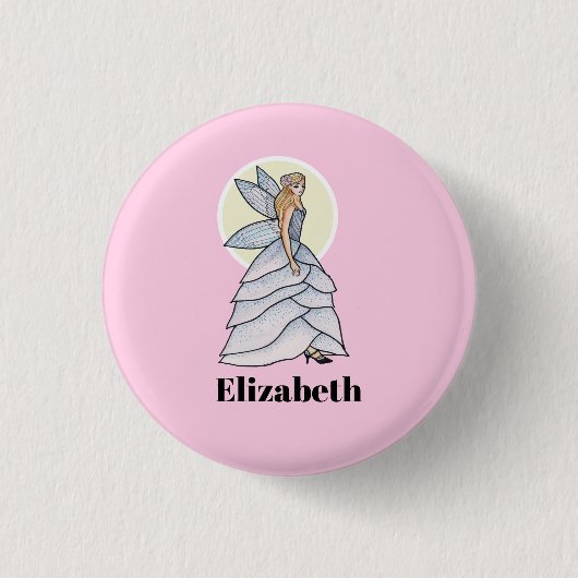 Fairy Princess Petals Dress Fashion Illustration Button (Vorderseite)