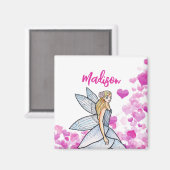 Fairy Princess Pink Hearts Fashion Illustration Magnet (Vorderseite/Rückseite)