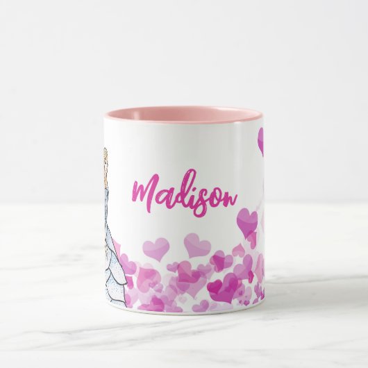 Fairy Princess Pink Hearts Fashion Illustration Tasse (Zentrum)