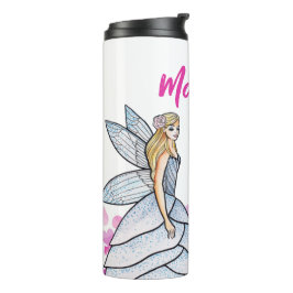 Fairy Princess Pink Hearts Fashion Illustration Thermosbecher