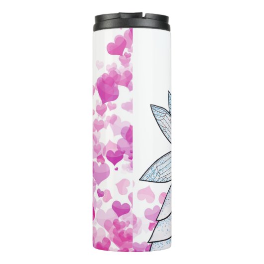 Fairy Princess Pink Hearts Fashion Illustration Thermosbecher (Rückseite)
