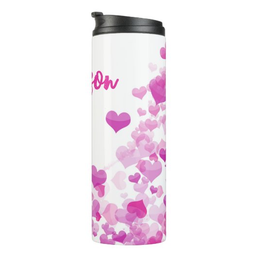 Fairy Princess Pink Hearts Fashion Illustration Thermosbecher (Nach rechts gedreht)