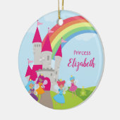 Fairy Princess Rainbow and Castle Girl Keramik Ornament (Links)