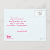 Fairy Princess Schloss danke Postkarte (Rückseite)
