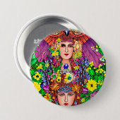 Fairy Princess Schwestern Blumenstrauß im Jugendst Button (Vorne & Hinten)