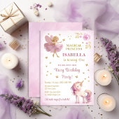 Fairy Princess Unicorn Girl 1st Birthday Einladung