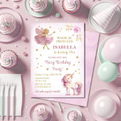 Fairy Princess Unicorn Girl 1st Birthday Einladung