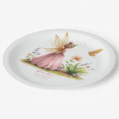 Fairy Princess verzaubert Pink Baby Girl Dusche Pappteller (Schrägansicht)